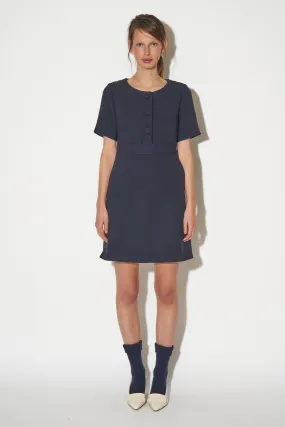Robe en double crêpe de laine et viscose