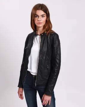Veste en Cuir Laiyna noire