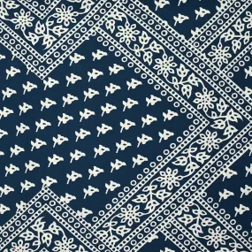 Viscose imprimée esprit bandana fond pétrole
